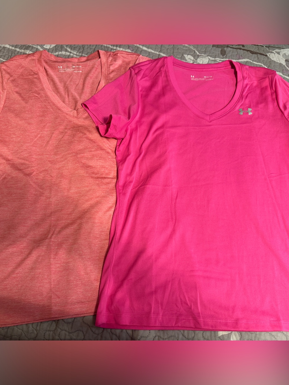 Under Armour Bright Pink HeatGear V-Neck Tee